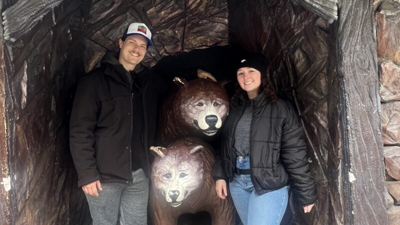 Couple with two fake bears