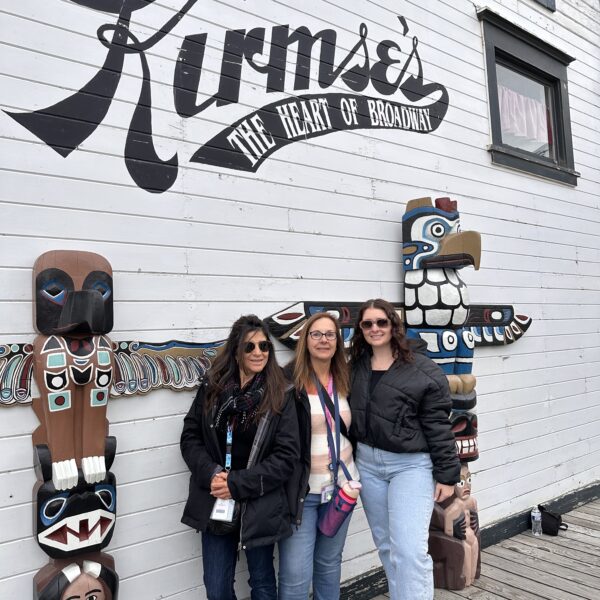 3 woman taking a picture in Skagway